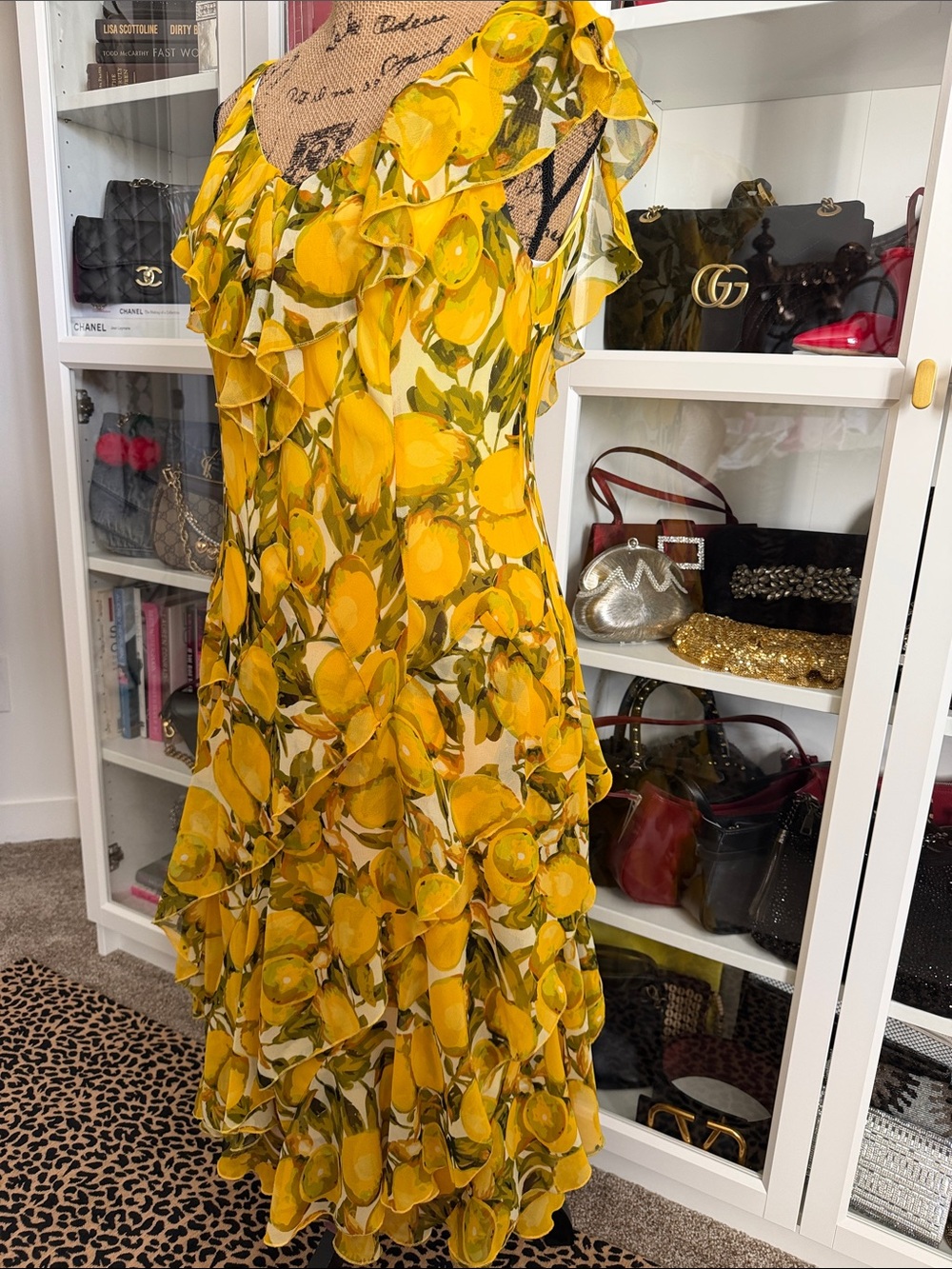 Y2K Signature by Robbie Bee Yellow Lemon-Print Ruffle Midi Dress - Picture 3 of 9